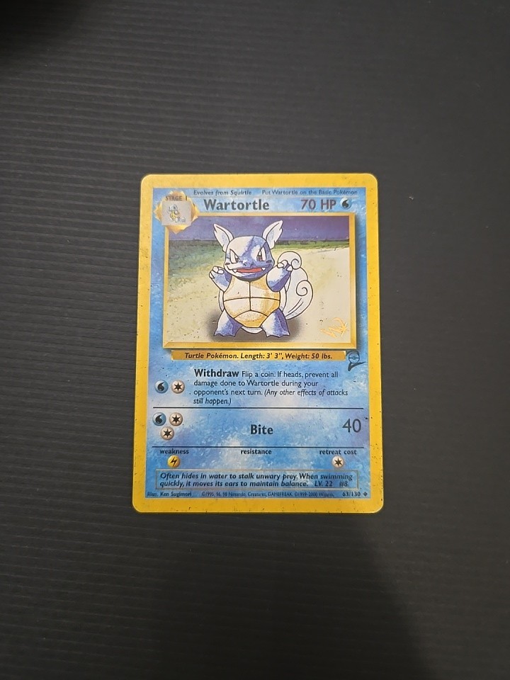 Wartortle - 63/130 - Gold W Stamped Promo Base Set 2 TCG - Pokemon Card - LP