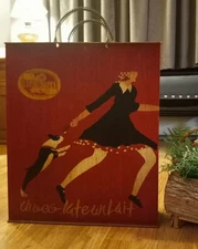 RARE Lune de Miel French Chocolatier Girl/Dog Metal Shopping Bag Umbrella Stand 