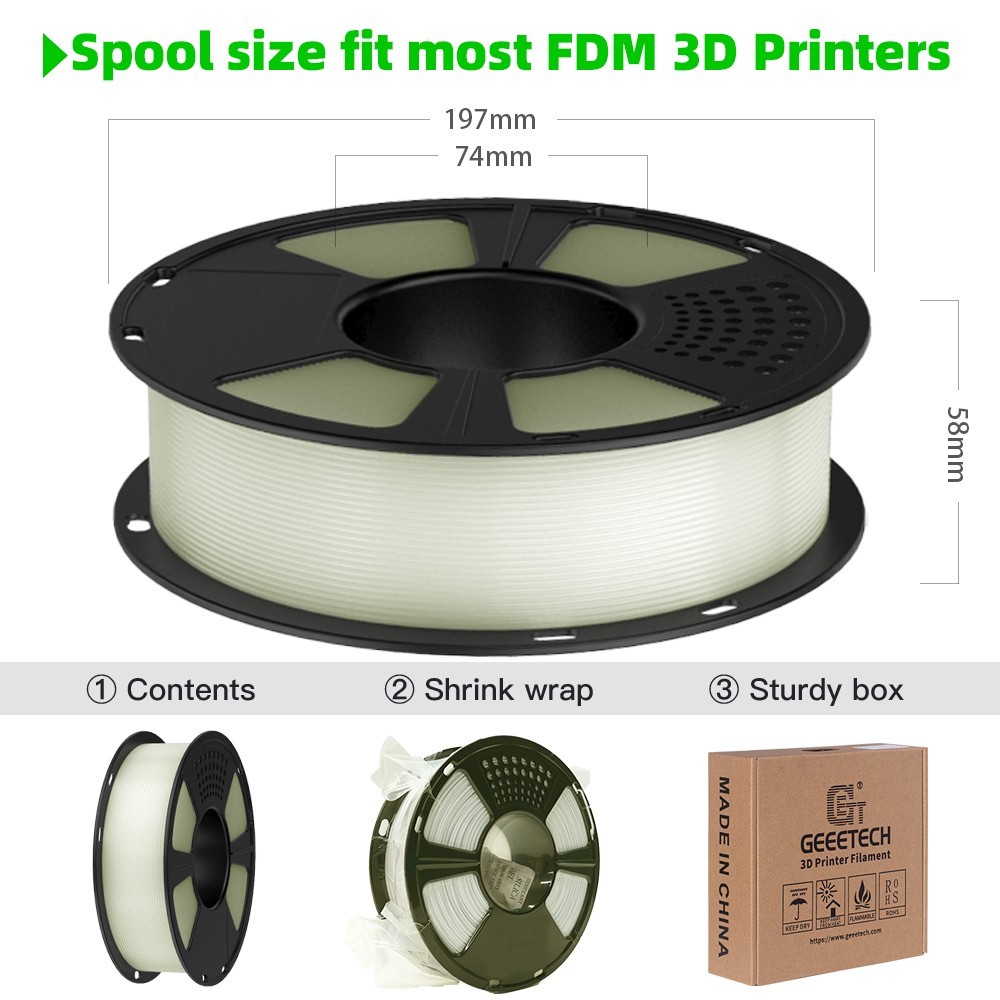 【 Kaufe 4 Zahl 3！】Geeetech PLA ABS+ PETG ASA TPU Harz 3D Drucker Filament 1.75mm - Bild 2