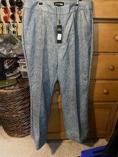 Faux Leather Lite Blue Pants Size 1X Tall Girl Friendly Front Zip Front Pockets