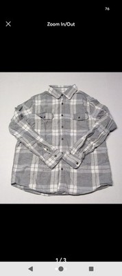 George Gray And White Long Sleeve Flannel Shirt Men's Size Large.