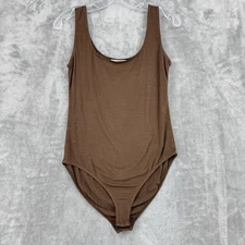 Carlisle Bodysuit XL Minimalist Tank Stretch Knit Casual Lightweight Snap Brown
