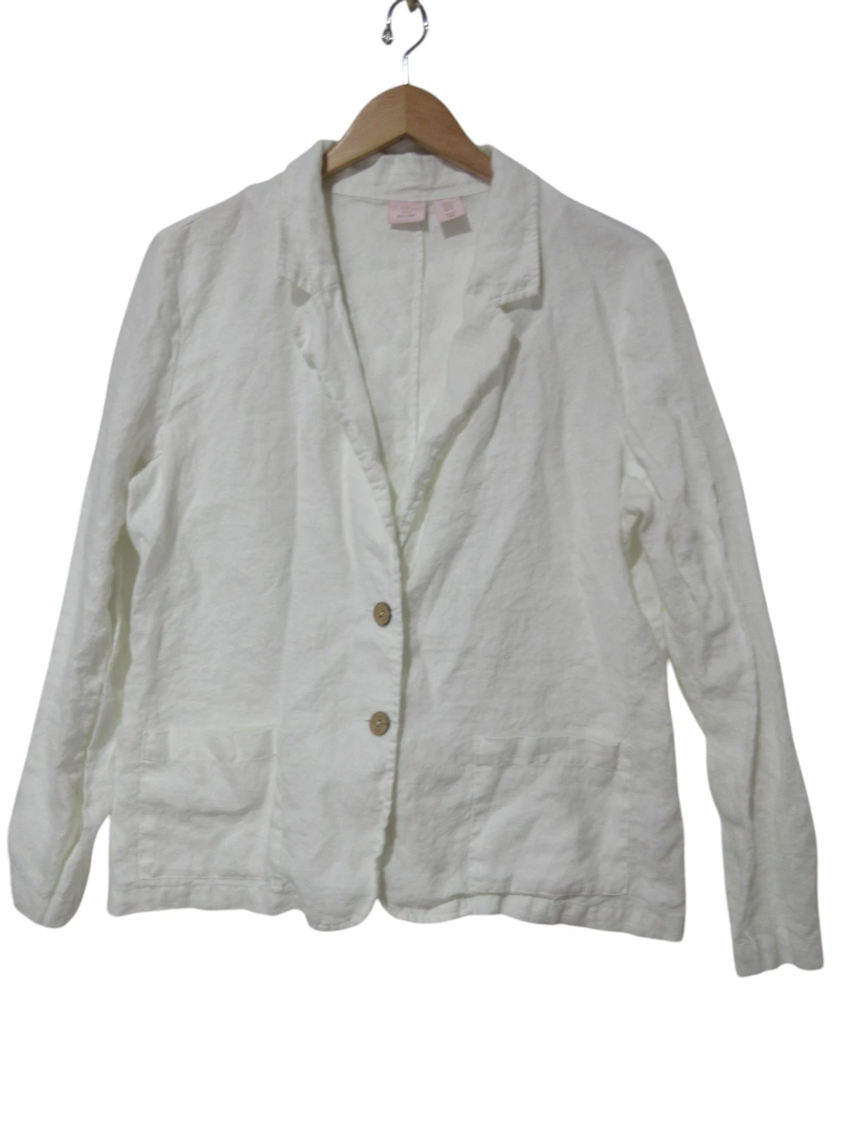 OFF WHITE Taglia XL St Tropez Giacca Top Off White Donna 100% Lino Beachy Top L S OTTIMO