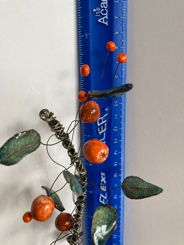 Twisted Wire Art Orange Fruit Tree Sculpture Signed Handmade 9.75" Tall - Picture 15 of 17