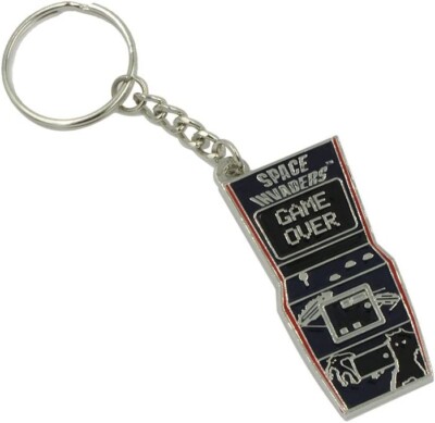 Space Invaders Schlüsselring Arcade Maschinendesign Retro Gaming Schlüsselhalter Neu