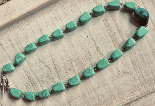 Ralph Lauren Turquoise Stone Choker Necklace RLL 16” Silver Tone - Picture 15 of 15