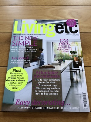Living Etc Magazine - February 2009 FREE U.K SHIPPING