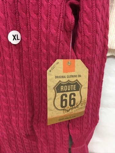Pair Route 66 Sweater Womens Size XL Pink & White Knit Crochet Y2K Button NWT - Picture 4 of 8