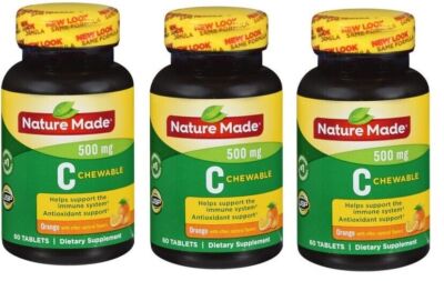 Nature Made Chewable Vitamin C 500 mg Tablets 60 Ct X 3 Packs