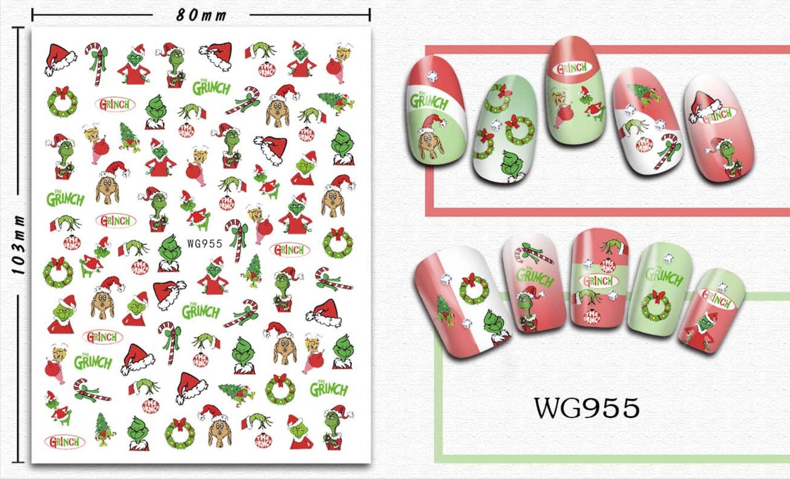 Nail Art Stickers Transfers Self Adhesive GRINCH CHRISTMAS Stickers UK eBay