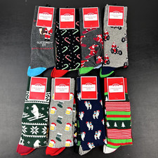 Holiday Time Men's Christmas Santa Socks  Choose the Design 