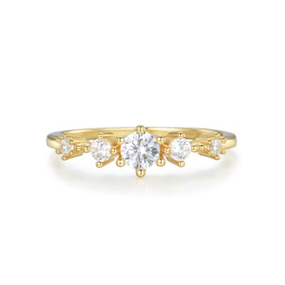 Damen-Ewigkeitsring 9 Karat Gold auf Sterling 925 Silber weißer Saphir K bis U