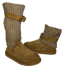 Ugg Womens Cambridge Convertible Brown Suede Sweater Buckle Strap Boots Size 6 