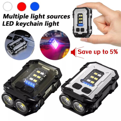 Rechargeable Mini EDC Keychain Flashlight Compact Pocket COB Led Night Light USA
