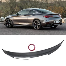 For 17-Up Infiniti Q60 PSM Style High Kick Carbon Style Rear Trunk Wing Spoiler