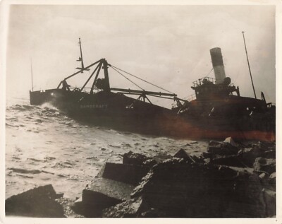 Sandcraft Dredge Ship 1950 Press Photo Shipwreck NY Harbor Melrose  *P159a