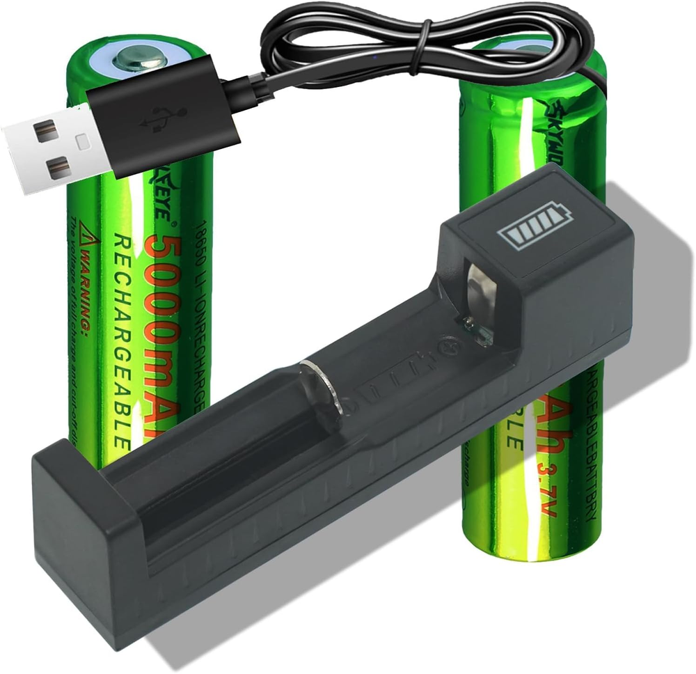 2 Pack 18650 5000Mah Rechargeable Battery 5000Mah Wiith 18650 Battery Charger, U
