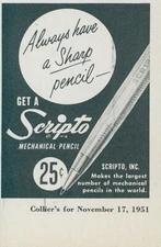 1951 Scripto Mechanical Pencil Always Have Sharp Pencil Vintage Print Ad C6