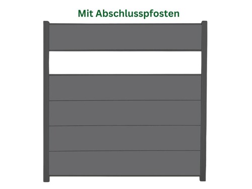 WPC Sichtschutzzaun Anthrazit Steckzaun System XL Dekor 180 x 180 cm - Bild 4 von 14