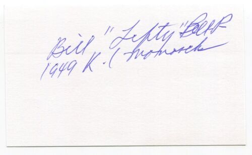 Bill "Lefty" Bell 3x5 Index Card Autographed Kansas City Monarchs MLB Debut 1949 - Picture 1 of 2