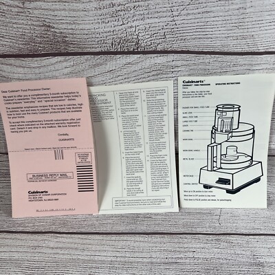 Cuisinart Food Processor Classic Operating Instructions Manual