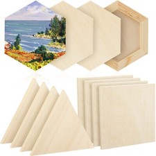 12 Pcs Wood Panel Boards for Painting 6'' Unfinished Wooden Canvas Panel Squa...