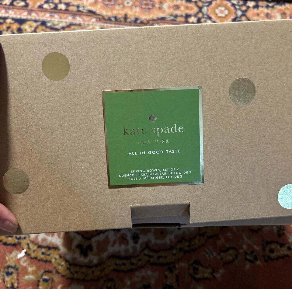 全新 Kate Spade 波尔卡圆点 2 件混合碗套装 品味良好 Lenox 布丁 — 第 2/4 张图片