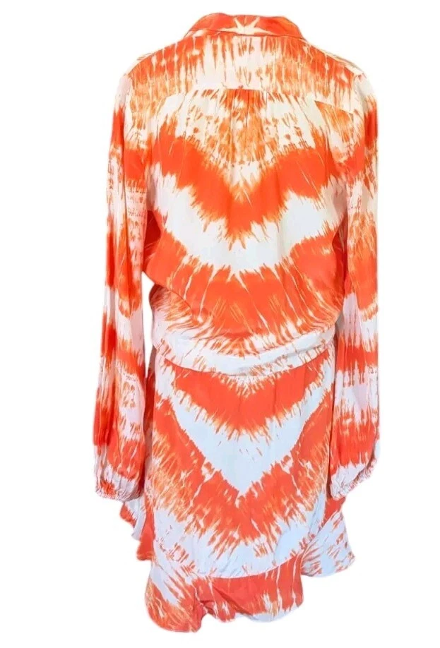 OFF WHITE Abito Rococò Sand Llios piccolo bianco sporco arancione manica lunga cravatta tinta prendisole