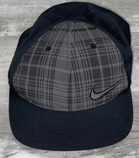 Nike Hat Kids Black / Gray Plaid Print Youth Tennis Golf Gym Running