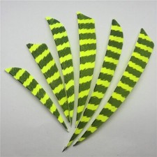 50pcs 3" 4" 5" Striped Fluorescent Yellow Fletches Fletching Feathers RW
