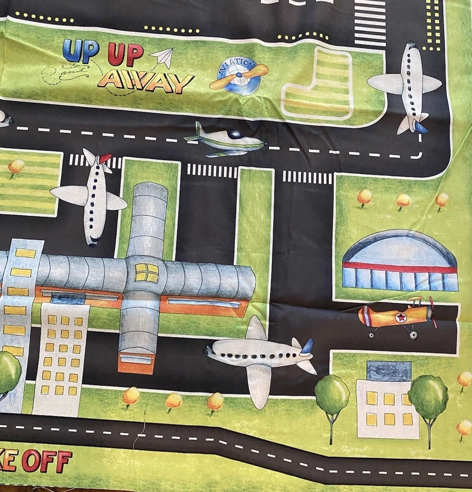 "Panel de avión de pista de aeropuerto de tela Renae Lindgren listo para despegar 24 x 44""" Foto 4 de 4