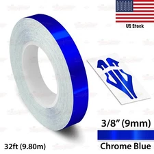 3/8" Roll Vinyl Pinstriping Pin Stripe Line Tape Decal Sticker 9mm CHROME BLUE