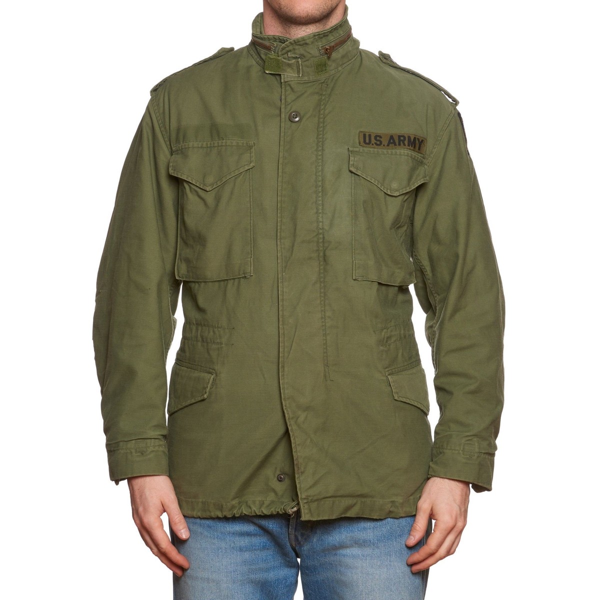 Vintage US Army M-65 Olive Cotton Military Field Jacket US M Vintage US Army M-65 Olive Cotton Military Field Jacket US M