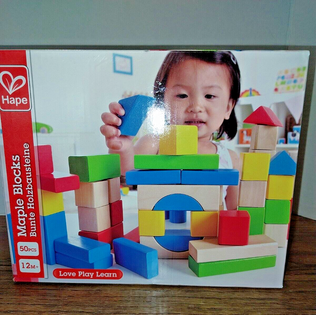 Hape Brand Maple Building Blocks, Colorful, 50 Piece Set Brand New