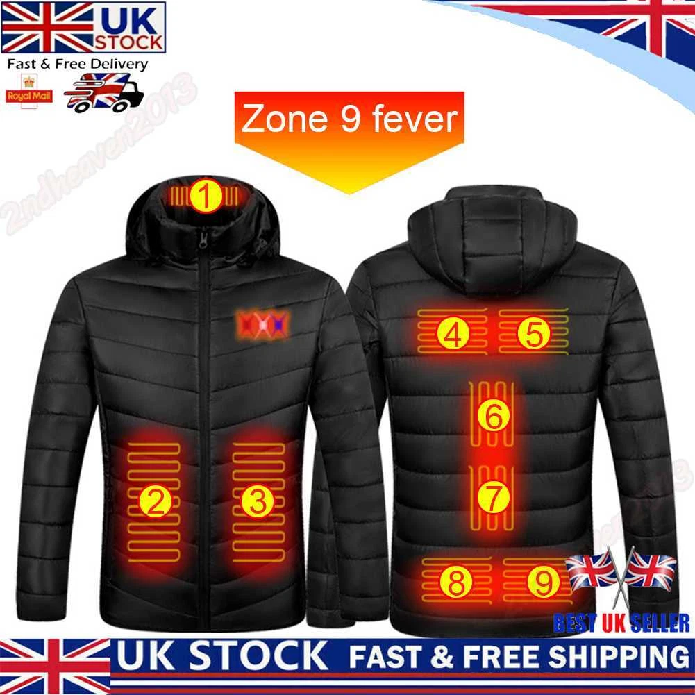 Electric Hooded Jacket Waterproof Heated Jacket Coat Windproof