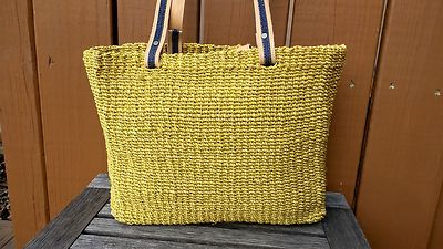 Sac à Main En Paille Naturelle Amanda Smith - Motif Drapeau USA - Taille Medium - Très Bon état