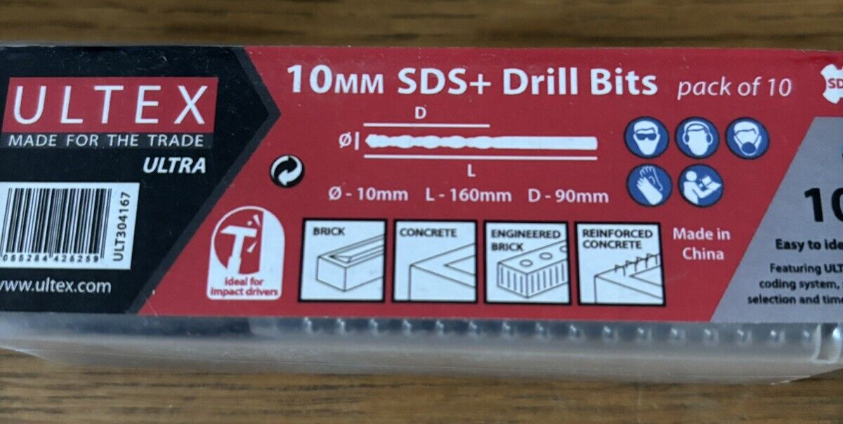 TRADE PACK OF 10 X 10mm SDS+ MASONARY DRILL BITS 160mm 90mm 10mm 99p NO
