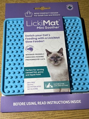 Lickimat Mini Schnuller Blue Cat Anti-Gobbling Matte, NEU