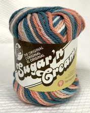 NEW ~Spinrite LILY SUGAR 'N CREAM Yarn~ 02750 CORAL SEAS OMBRE' ~ 2 oz-95yds-57g