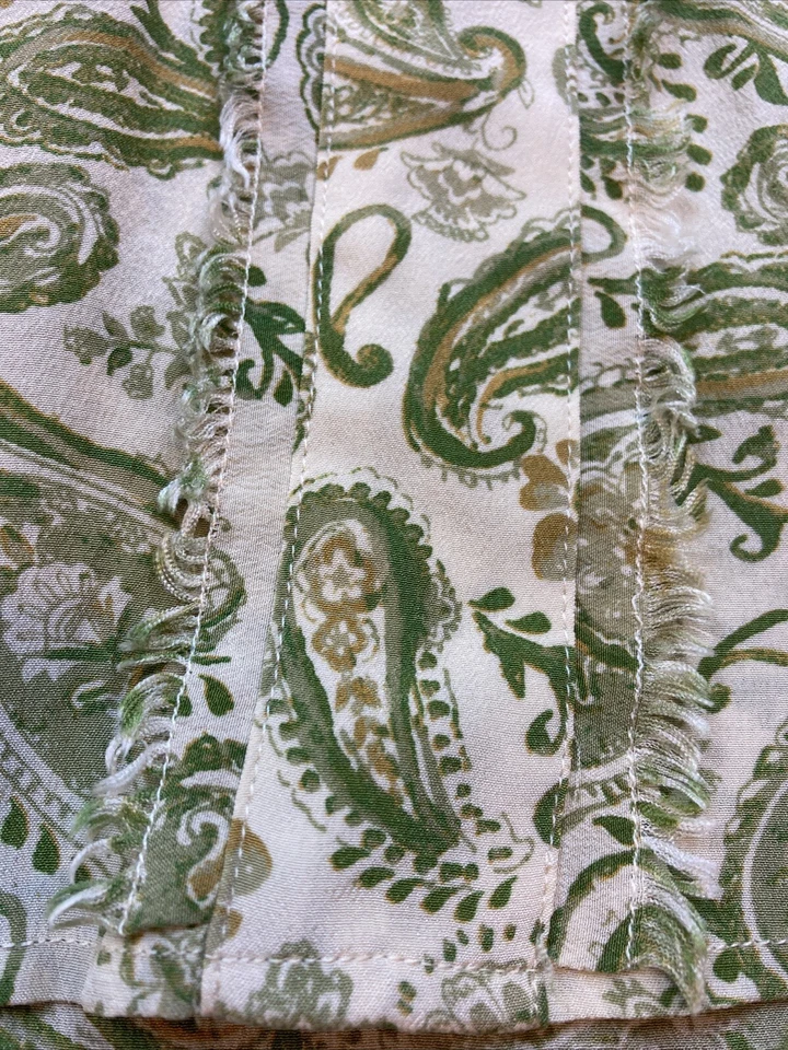 Top Orvis Mujer Talla M Verde Y Crema Cachemira 1/4 Botón Popover S/S con Bolsillo Foto 3 de 4