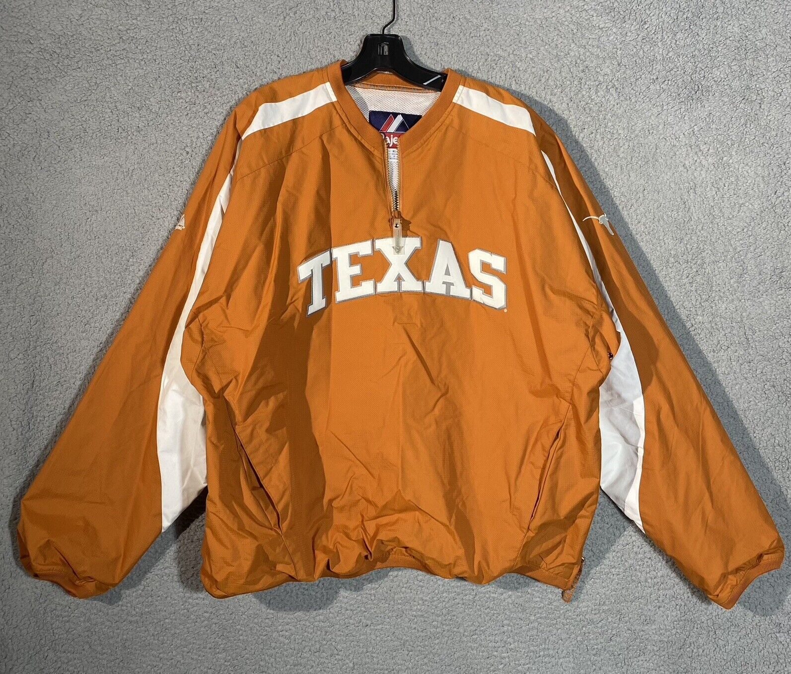 University Texas Longhorns Majestic Jacket Men XL Burnt Orange 1/4 Zip  Vintage