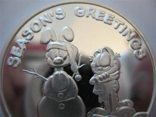 1-OZ.999 SILVER CHRISTMAS GARFIELD & ODIE PAWS COIN SILVERTOWNE GIFT BOX+GOLD - Picture 1 of 8