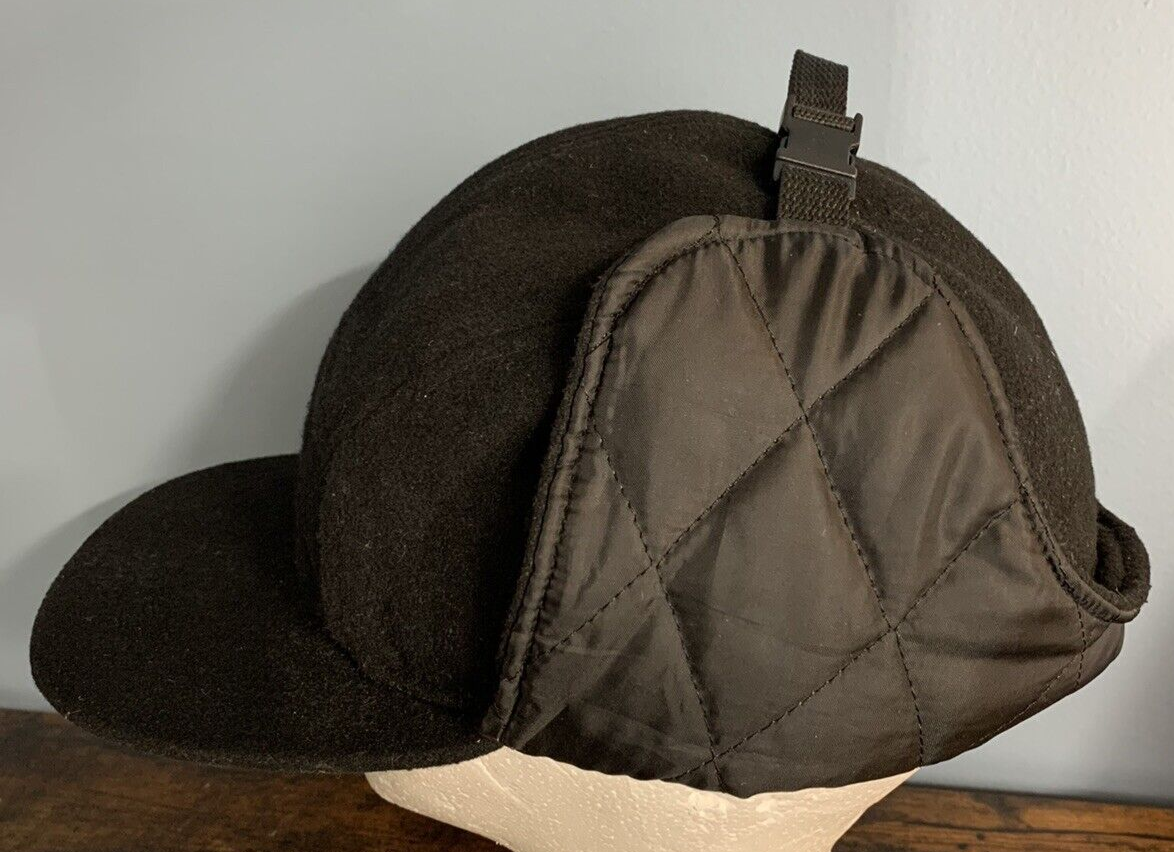 City Hunter USA Trapper Style Cap Ear Flaps Black Quilted