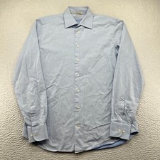 SuitSupply Shirt 16.5L 42-7 Button Up Blue Cotton Long Sleeve Spread Mens