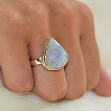 RAINBOW MOONSTONE NATURAL GEMSTONE RING 925 STERLING SILVER JEWELRY RING 3 TO 12