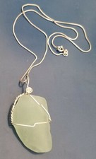 Seaglass Pendant Sterling Silver wire wrapped with Sterling Silver necklace
