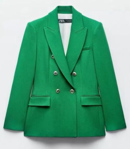 ZARA TAILORED DOUBLE-BREASTED BLAZER GREEN NEW SS24 SIZE M REF. 7792/293 - Picture 3 of 5