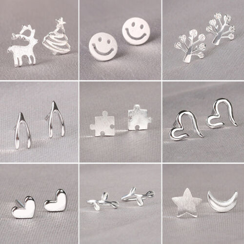 UK Women's Girl Earrings Jewelry Gifts 925 Silver Sterling Fashion Cute Ear Stud - Picture 1 of 49