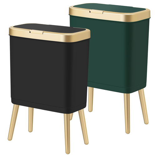 2Pack Bathroomtrash Can with Lid, Modern Garbage Bin for Kitchen, 4 Gallon Garba