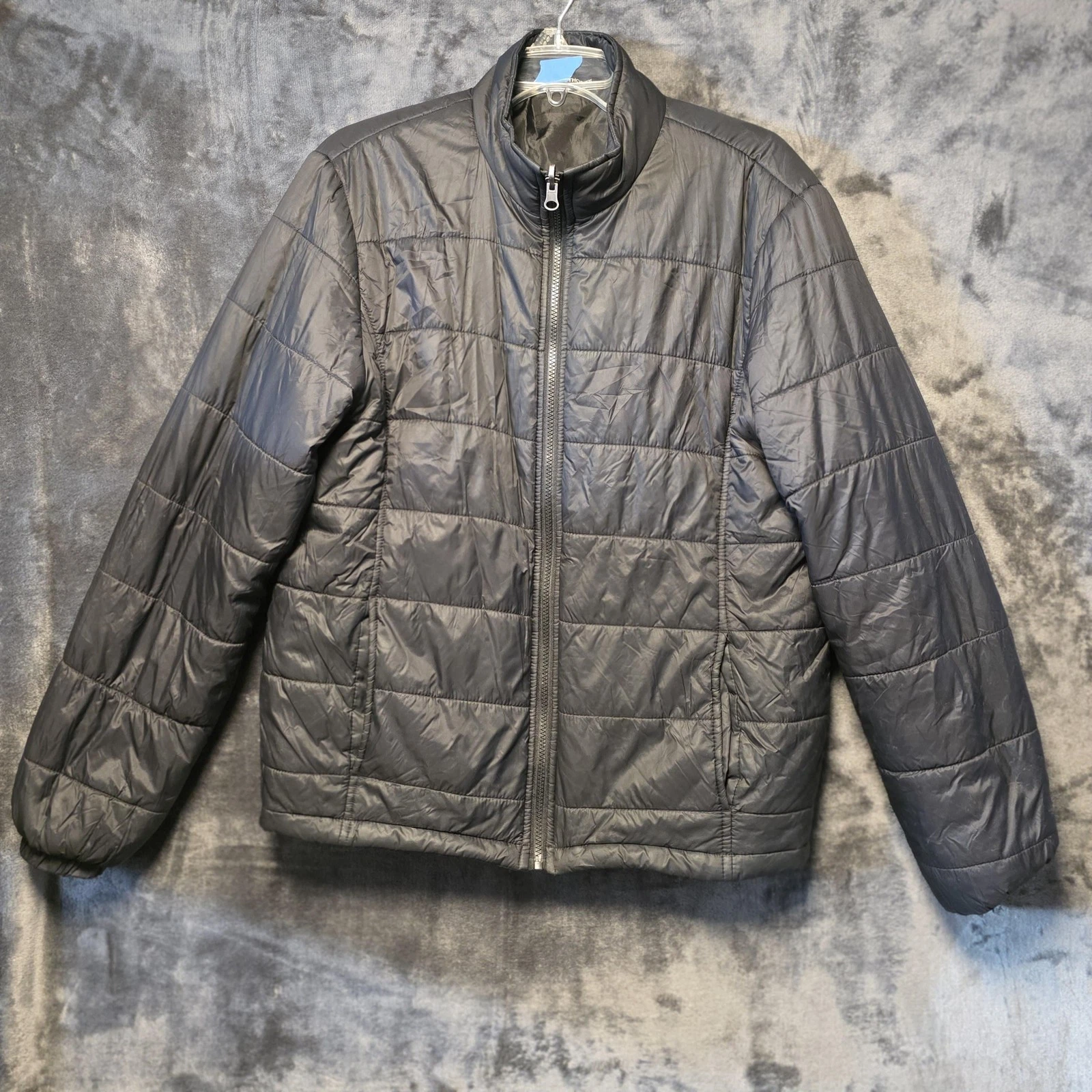 Port Authority Jacket Mens Medium Gray Quilted Lightweight Insulated Nylon Coat